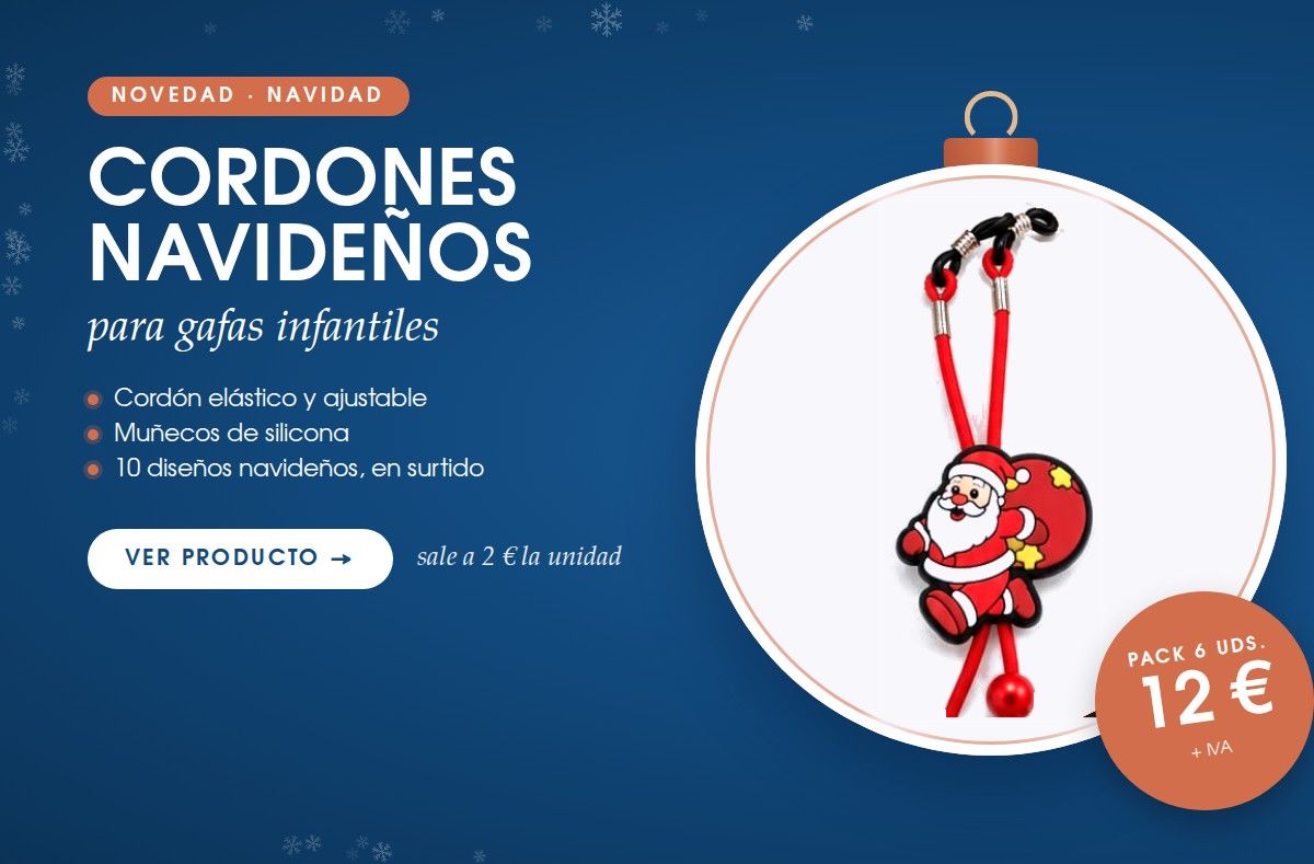 Cordones navideños para gafas infantiles: pack de 6 unidades a 12 € + IVA