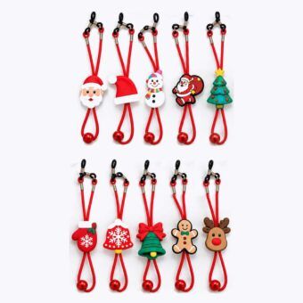 Cordones elásticos para gafas infantiles con muñecos navideños de silicona: 10 diseños