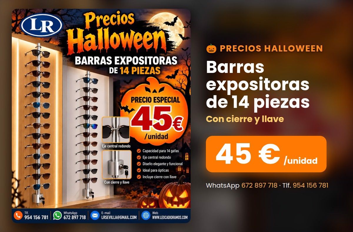 Precios Halloween: barras expositoras de 14 piezas a 45 € la unidad